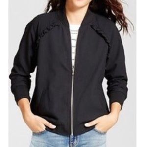 A NEW DAY black bomber jacket with ruffles , small